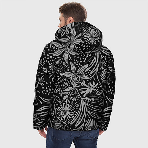 Мужская зимняя куртка Флора Черно Белая / 3D-Черный – фото 4