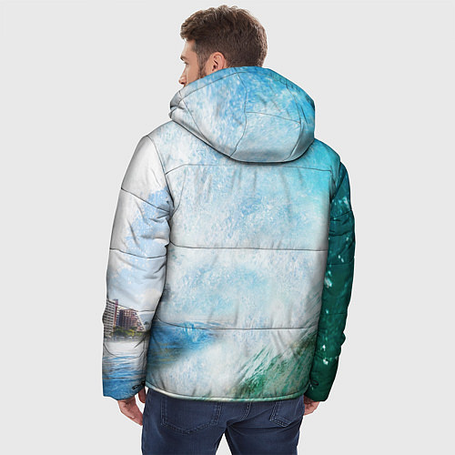 Мужская зимняя куртка Волны Океан / 3D-Черный – фото 4