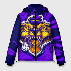 Куртка зимняя мужская Граффити Лев фиолетовый, цвет: 3D-черный