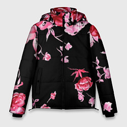 Куртка зимняя мужская Цветы, цвет: 3D-черный