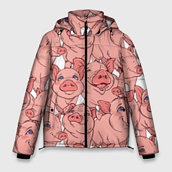 Куртка зимняя мужская Свиньи, цвет: 3D-черный