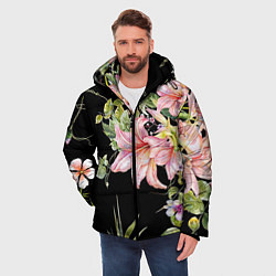 Куртка зимняя мужская Букет лилий, цвет: 3D-светло-серый — фото 2