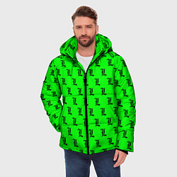 Куртка зимняя мужская Эл паттерн зеленый, цвет: 3D-светло-серый — фото 2