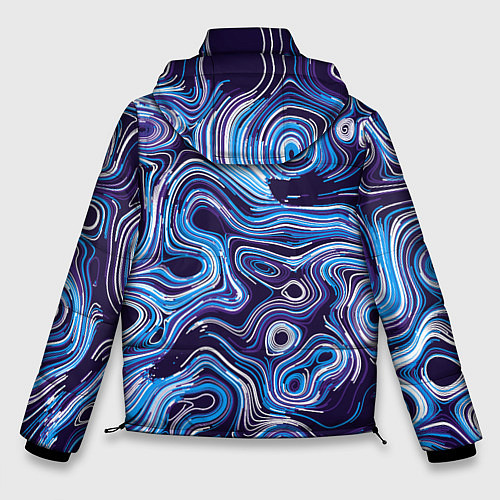 Мужская зимняя куртка Синие линии / 3D-Красный – фото 2
