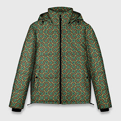Куртка зимняя мужская Зеленые круги, цвет: 3D-черный