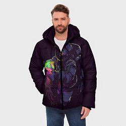 Куртка зимняя мужская Медуза и космонавт, цвет: 3D-черный — фото 2