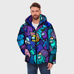 Куртка зимняя мужская Among Us кубики, цвет: 3D-светло-серый — фото 2