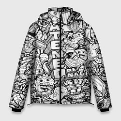 Куртка зимняя мужская Doodle граффити, цвет: 3D-черный