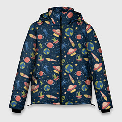 Куртка зимняя мужская Космические будни, цвет: 3D-черный