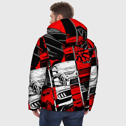 Мужская зимняя куртка Автомобили / 3D-Красный – фото 4