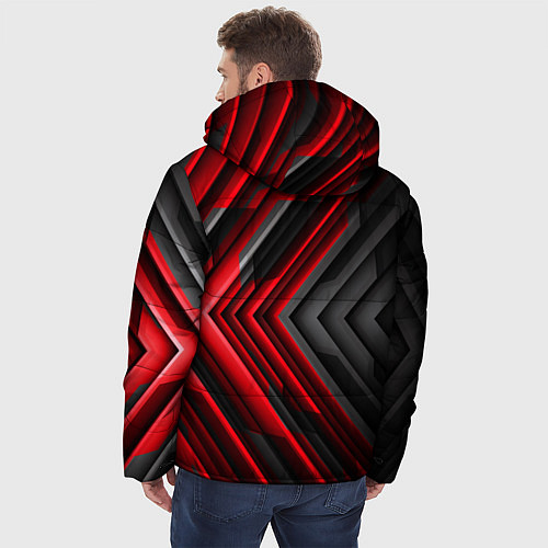 Мужская зимняя куртка Абстракция черно-красный свет / 3D-Черный – фото 4