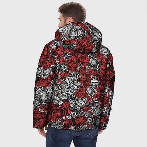 Мужская зимняя куртка Красные и Белые самураи / 3D-Черный – фото 4