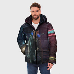 Куртка зимняя мужская Cyberpunk 2077, цвет: 3D-черный — фото 2