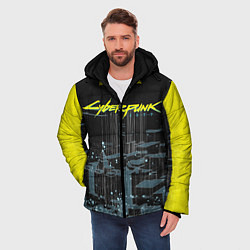 Куртка зимняя мужская Город CYBERPUNK 2077, цвет: 3D-черный — фото 2