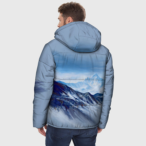 Мужская зимняя куртка Серо-голубые горы / 3D-Черный – фото 4