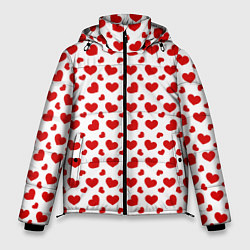 Куртка зимняя мужская Сердечки, цвет: 3D-красный