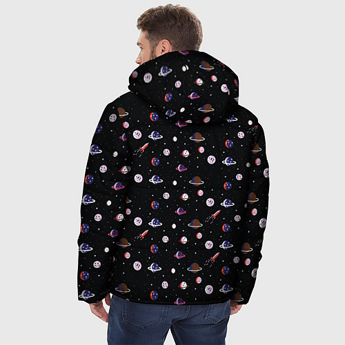 Мужская зимняя куртка Космический Паттерн / 3D-Черный – фото 4