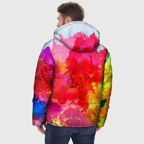 Мужская зимняя куртка Брызги краски / 3D-Черный – фото 4