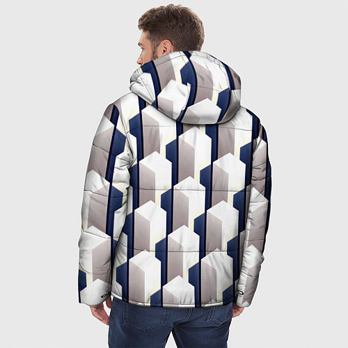 Мужская зимняя куртка Кубическая абстракция / 3D-Черный – фото 4