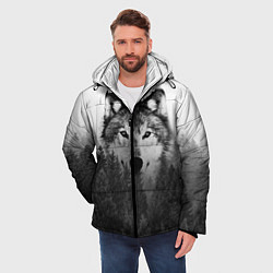 Куртка зимняя мужская Волк, цвет: 3D-черный — фото 2
