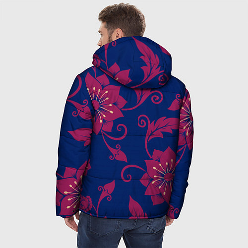 Мужская зимняя куртка Цветы / 3D-Черный – фото 4