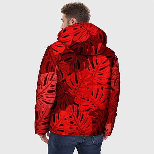 Мужская зимняя куртка Тропические листья Монстера / 3D-Черный – фото 4