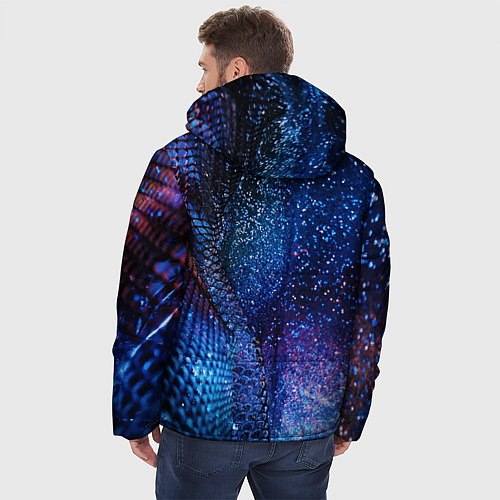 Мужская зимняя куртка Синяя чешуйчатая абстракция blue cosmos / 3D-Светло-серый – фото 4