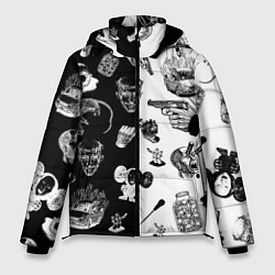 Куртка зимняя мужская КРОВОСТОК ТАТУИРОВКИ ЧБ, цвет: 3D-светло-серый