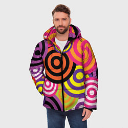 Куртка зимняя мужская Аннотация разноцветных кругов, цвет: 3D-черный — фото 2