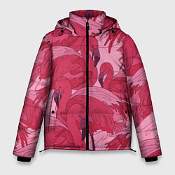 Куртка зимняя мужская Розовые фламинго, цвет: 3D-черный