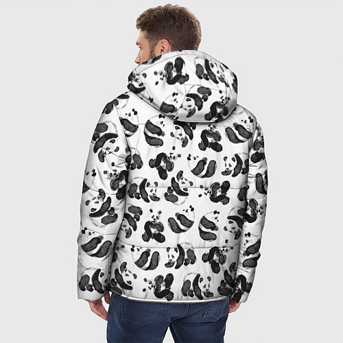 Мужская зимняя куртка Акварельные панды паттерн / 3D-Черный – фото 4