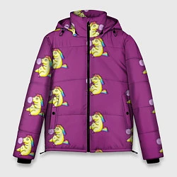 Куртка зимняя мужская Фиолетовые пони, цвет: 3D-черный