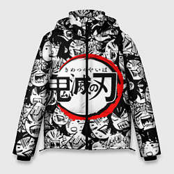Куртка зимняя мужская DEMON SLAYER ЛИЦА УЗОР, цвет: 3D-черный