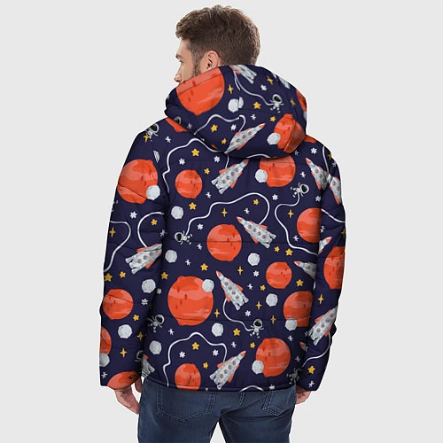 Мужская зимняя куртка Корабли, планеты и спутники / 3D-Черный – фото 4