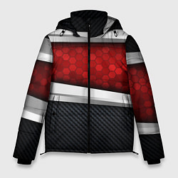 Куртка зимняя мужская 3D Красные соты металлические, цвет: 3D-черный
