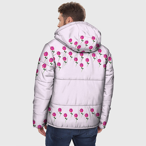 Мужская зимняя куртка Розовые цветы pink flowers / 3D-Черный – фото 4