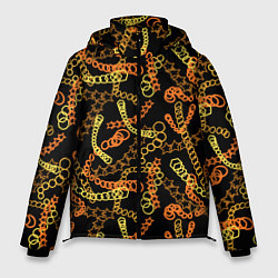 Куртка зимняя мужская Цветные цепи, абстракция, цвет: 3D-черный