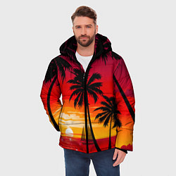 Куртка зимняя мужская Гавайский закат, цвет: 3D-черный — фото 2