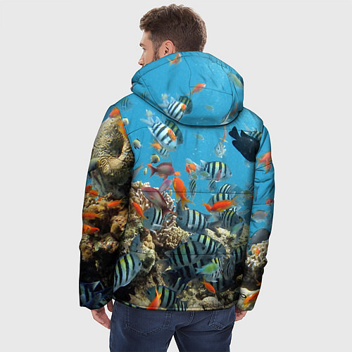 Мужская зимняя куртка Коралловые рыбки / 3D-Черный – фото 4