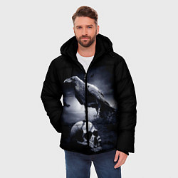 Куртка зимняя мужская ЧЕРЕП И ВОРОН, цвет: 3D-черный — фото 2