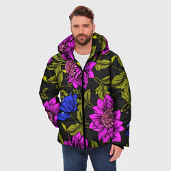 Куртка зимняя мужская Цветочный Паттерн, цвет: 3D-черный — фото 2