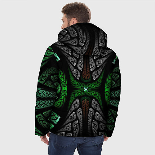 Мужская зимняя куртка Серо-Зеленые Узоры / 3D-Черный – фото 4