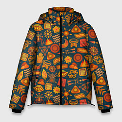 Куртка зимняя мужская Узор из бактерий и не только, цвет: 3D-красный