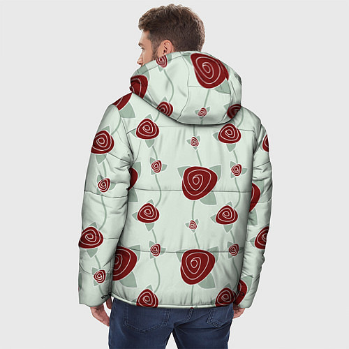 Мужская зимняя куртка Узор розы / 3D-Черный – фото 4