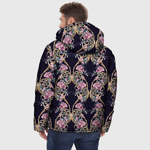 Мужская зимняя куртка Узор из цветов / 3D-Черный – фото 4