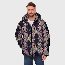 Куртка зимняя мужская Узор из цветов, цвет: 3D-черный — фото 2