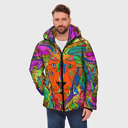 Куртка зимняя мужская Лев шаман, цвет: 3D-красный — фото 2