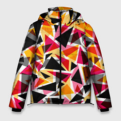 Куртка зимняя мужская Разноцветные треугольники, цвет: 3D-черный