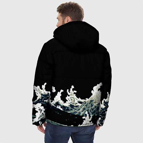 Мужская зимняя куртка Карп Кои Волна Япония Рыба / 3D-Черный – фото 4