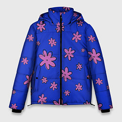 Куртка зимняя мужская Цветочки рисованные, цвет: 3D-черный
